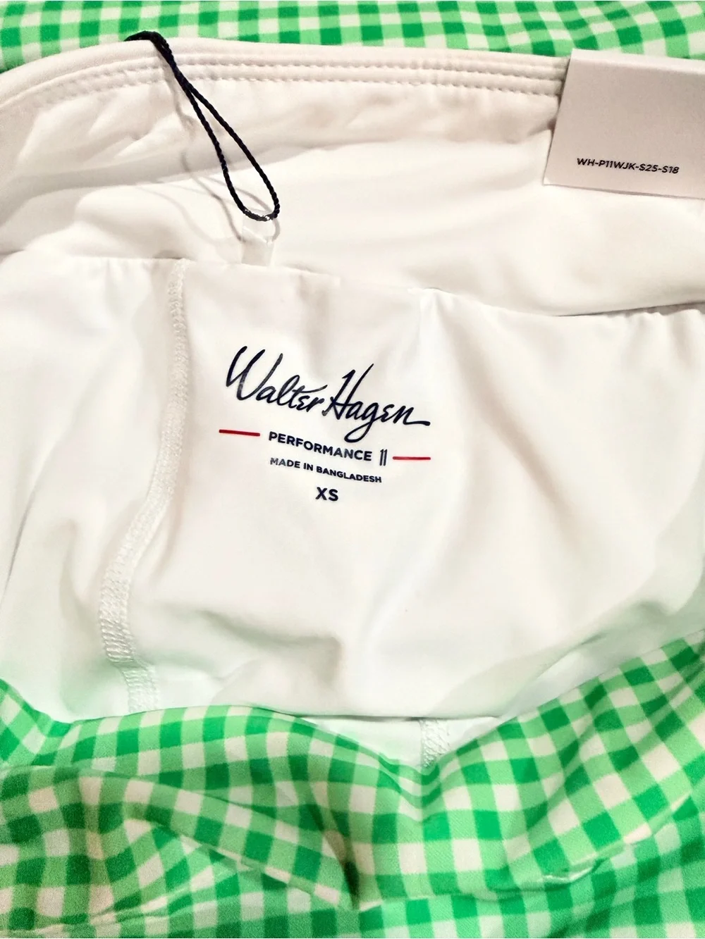 Walter Hagen Green and White Gingham Athletic Golf Skort NWT